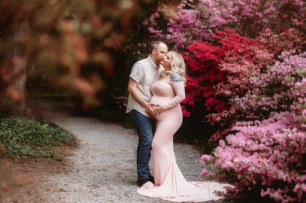 Expectant parents pose for Maternity Photos in Charleston, South Carolina after researching the Best Birthing Centers in Charleston.
