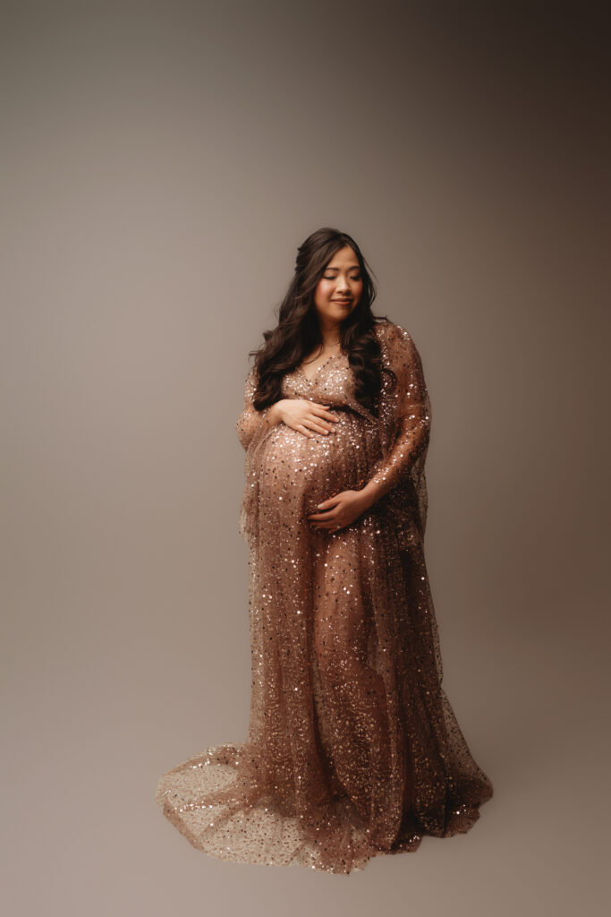 Expectant mother poses for Studio Maternity Portraits in Charleston, SC 