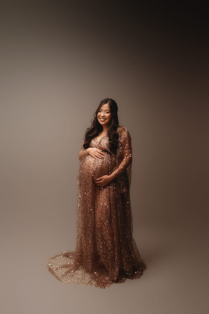 Expectant mother poses for Studio Maternity Portraits in Charleston, SC 