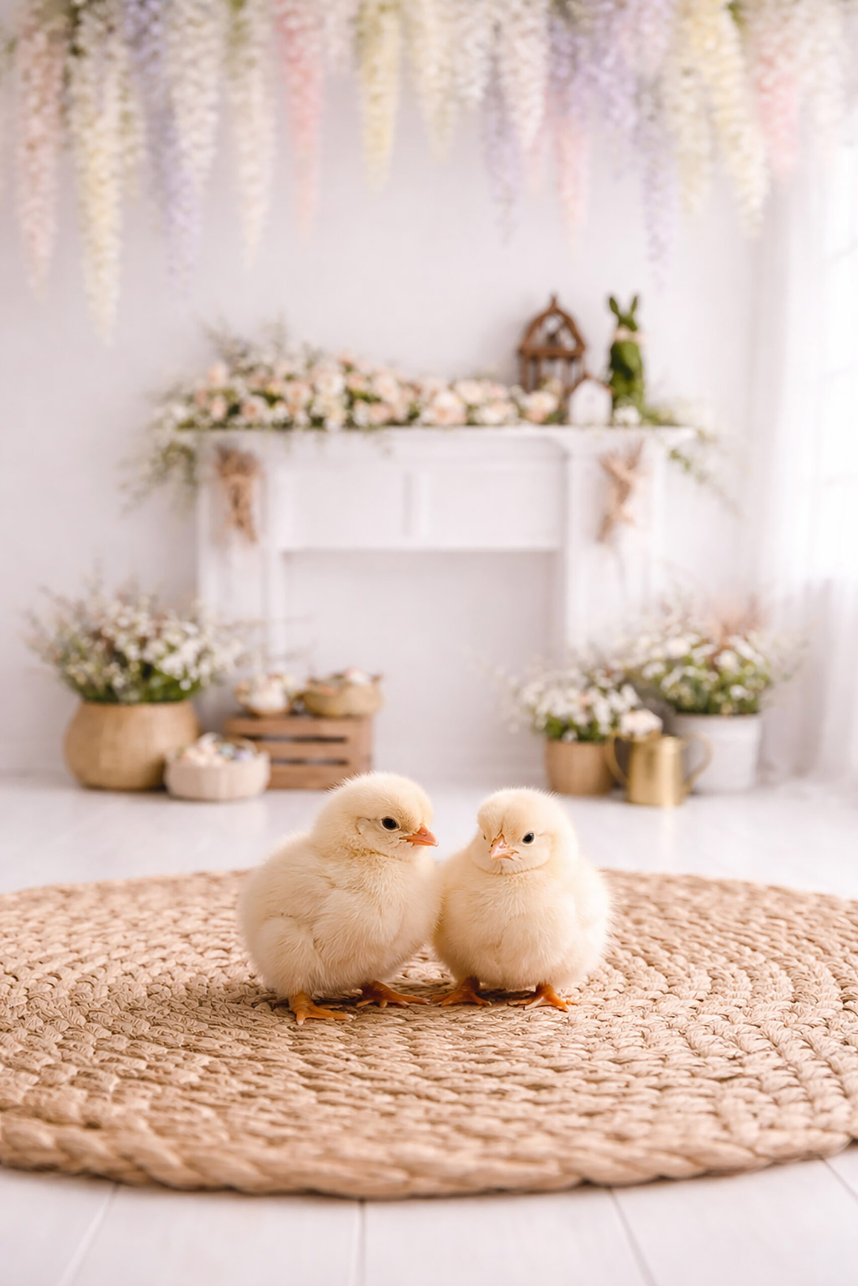 Easter Mini Sessions in Charleston SC featuring live chicks and bunnies.