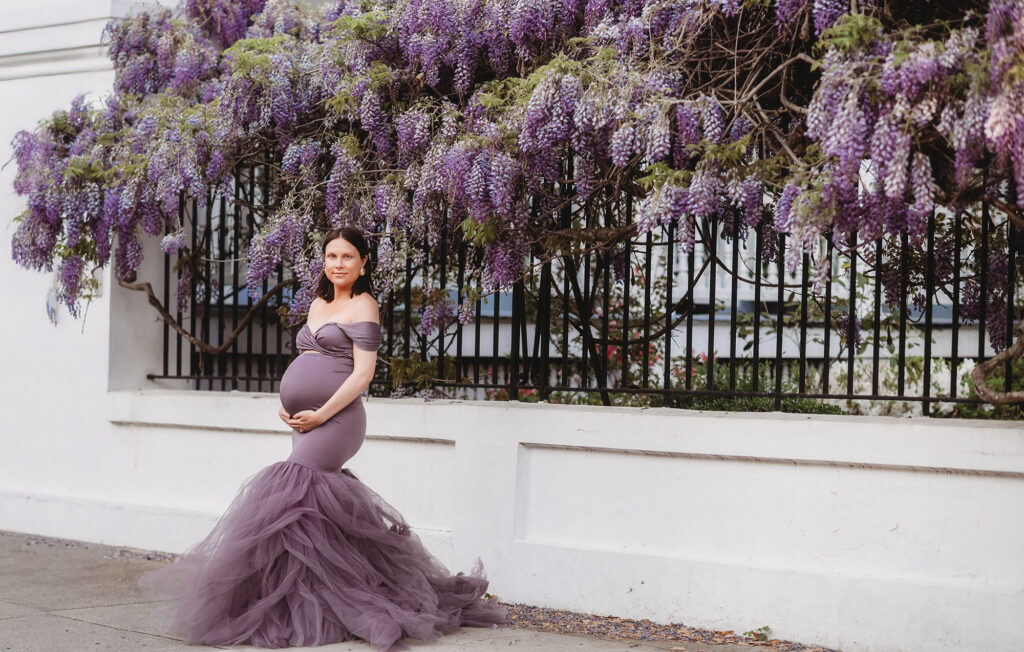Expectant mother poses for Maternity Portraits in Charleston, SC after learning When to Schedule Maternity Photos in Charleston.