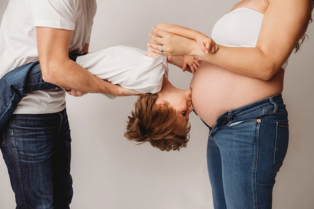 Pregnant mother poses for Studio Maternity Portraits at Holy City Babies Portrait Studio in Charleston, SC. 