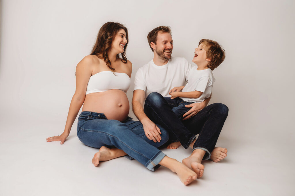 Pregnant mother poses for Studio Maternity Portraits at Holy City Babies Portrait Studio in Charleston, SC. 